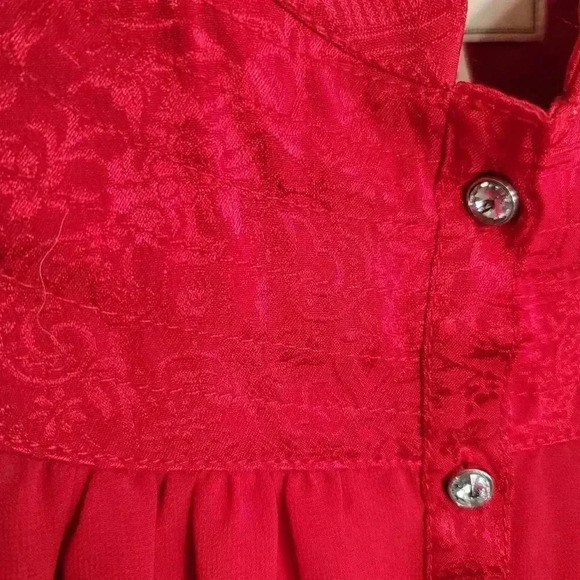 Anthropologie Moulinette Soeurs red sheer button blouse sz 6 - Picture 4 of 8